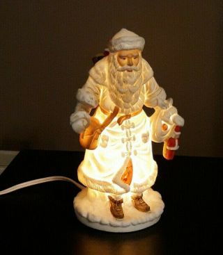 Vtg Enesco Porcelain Old World Christmas Santa Claus St Nick Night Light Lamp