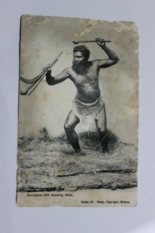 Vintage Post Card Aboriginal With Throwing Stick