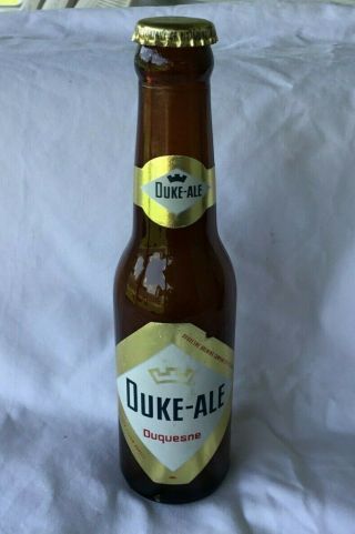 Vintage Throw Away Brown Glass Beer Bottle Duke Ale Duquesne Pittsburg Pa W Cap
