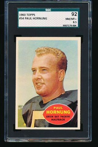 1960 Topps Paul Hornung 54 Sgc 8.  5