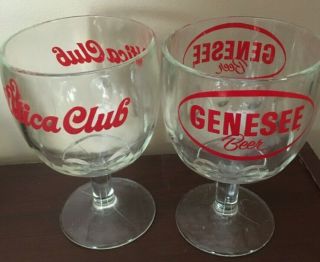 Vintage 1970 ' s UTICA CLUB & GENESEE BEER Heavy Glass Goblet Thumbprint 2