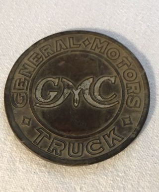 Antique Vintage Gmc General Motors Co 3” Flat Metal Truck Emblem Radiator Badge