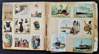 1889 Antique Scrapbook 45 Pages Victorian Trade Cards Die Cuts