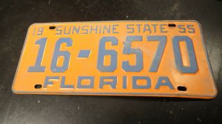 1955 Florida Car License Plate 16 6570