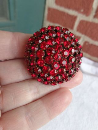 Antique Victorian Ruby Red Rhinestone Ladies Hatpin Hat Pin 11 3/8 " Long