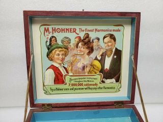 Antique M Hohner Harmonica Store Display Advertising Box Circa Early 1900 