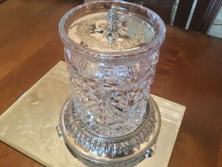 Antique Victorian Silver Plated And Cut Glass Marmalade Jar Circa 1854