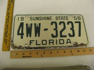 1959 59 Florida Fl License Plate Tag 4ww - 3237 Pinellas County