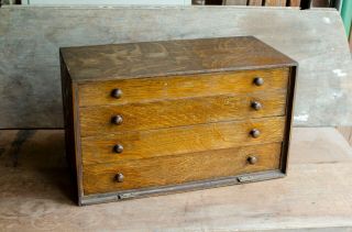 Antique Drawered Chest Tool Box Wood 4 Drawer Wood Missing Front