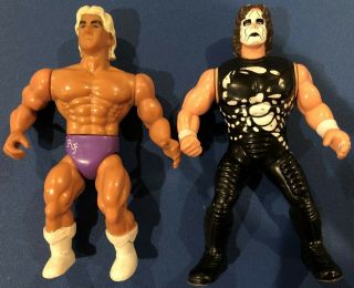 2 Vintage 6 " Pro Wrestling Figures Ric Flair 1985 Remco Sting 1998 Wcw O.  S.  F.  T