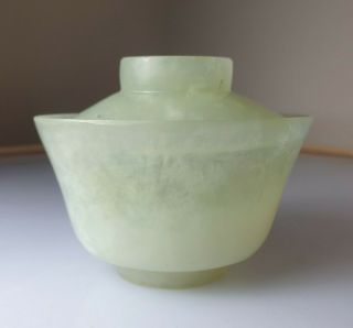 A Stunning Qing Dynasty Jade Tea Bowl & Lid /stand