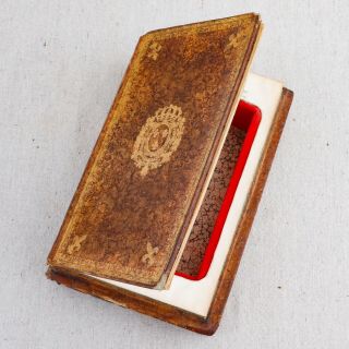 Antique 19th Century French Leather Bound Book Secret Safe Hidden Stash Box
