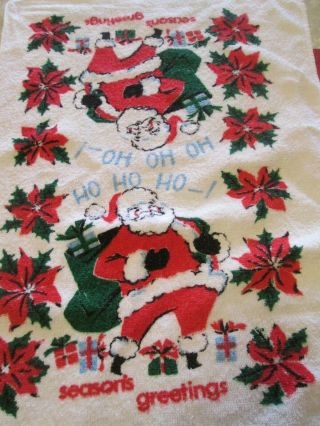 Vintage Christmas Santa Retro Terry Kitchen Or Hand Towel 26 " By 18.  5 "