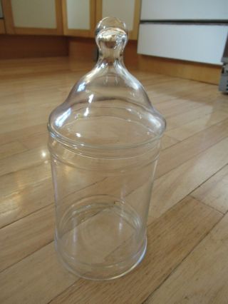 Vintage 9 " Tall Glass Candy Jar With Knob - Topped Lid