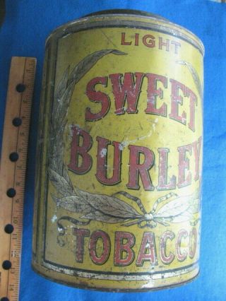 Vintage Sweet Burley Tobacco Canister Can/tin