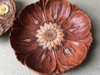 0180 and 4465 Vintage Syroco Flower Wood Grain Bowls 1946 Multi Products Inc. 2