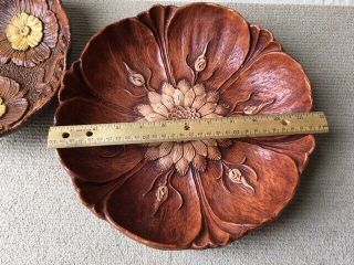 0180 and 4465 Vintage Syroco Flower Wood Grain Bowls 1946 Multi Products Inc. 3