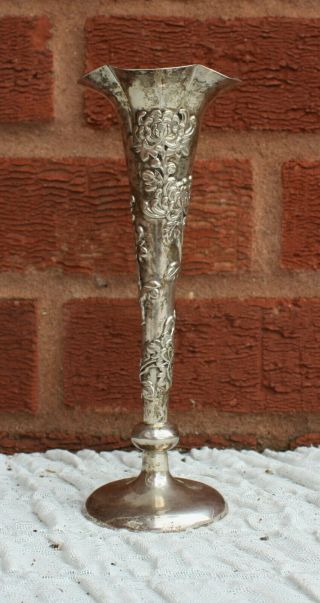 19th Century Chinese Export Solid Silver Vase