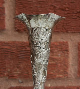 19th Century Chinese Export Solid Silver Vase 2