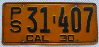 1930 California Ps (public Service) License Plate