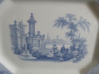 Antique W.  Adams & Son England Ironstone Blue Transferware Large Platter 18 