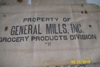 Vintage Canvas Bemis General Mills Grain Bag Old Feed Sack 3