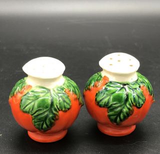 Vintage Anthropomorphic Tomato Head Salt And Pepper Shakers Japan 2