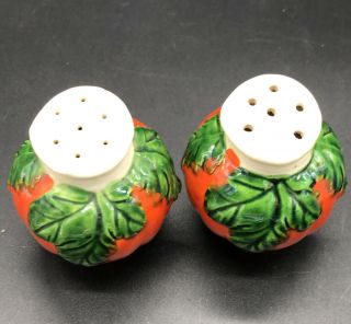Vintage Anthropomorphic Tomato Head Salt And Pepper Shakers Japan 3