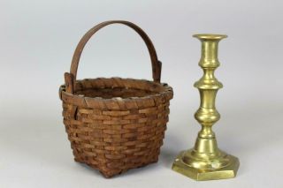 A Wonderful 19th C Miniature Swing Handle Basket Untouched Surface