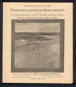 1888 Schedule Long Branch Ocean Grove Asbury Park Jersey Shore Pennsylvania Rr