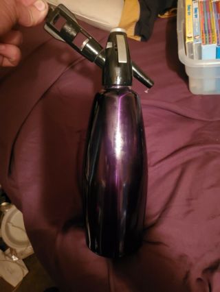 Vintage - Isi Vienna Austria - Purple Metallic Soda Siphon Seltzer Bottle 1000