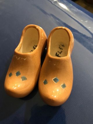 Vintage Ceramic Dutch Shoe/clogs Tan Color Planters/ash Trays 3 - 3.  5”