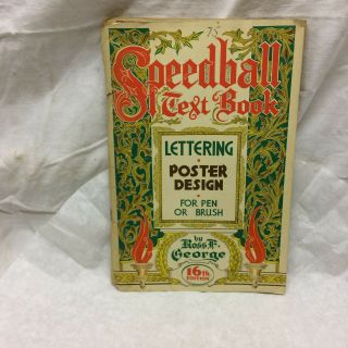 Vintage 1952 Speedball Text Book Lettering Poster Design For Pen Or Brush