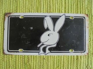 Vintage Smoking Rabbit Steel License Plate Bunny Playboy Souvenir Vanity
