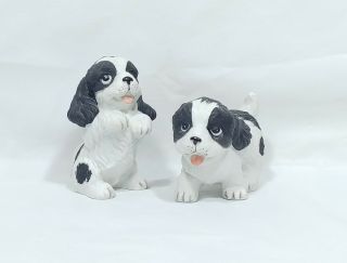 Vintage Homco Black And White Cocker Spaniels Porcelain Figurines 1427