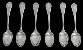John Wendt 1870 Florentine 6 Sterling Silver 4 1/2 " Demitasse Spoons