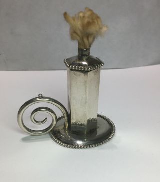 Antique C1898 Foster & Bailey Sterling Silver Go - To - Bed Oil Lamp Size 2.  50”