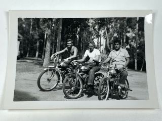 Found Photo Found Photograph Vintage Image 3 Boys Men Motor Cycle Bikes