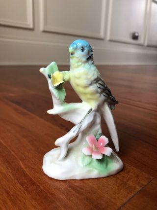 Vintage Verithin Ardalt Lenwile Porcelain Parakeet Bird On Branch Figurine 6868