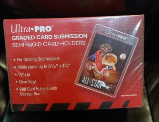 Box Of 200 Large Ultra Pro Semi - Rigid Holders For Graded Card Submissions