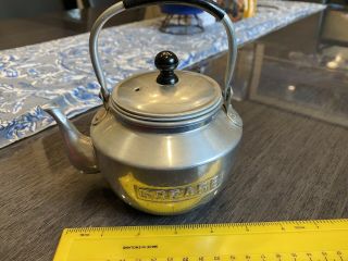 Vintage Small Metal Teapot With Strainer And Steeper,  Plastic On Handle