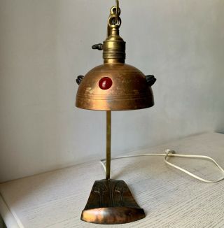 Antique Art Nouveau Brass Table Electric Lamp Edison E14