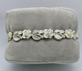 Vintage Bracelet Signed Sa Peru Sterling Silver 925 Rose Bracelet 7”