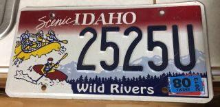 2013 Idaho Wild Rivers Rafting Optional Graphic License Plate 2525u