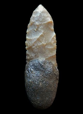 Big Old Aboriginal Central Desert Resin Grip Stone Knife 10.  5cm