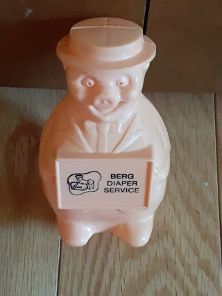 Vintage 1950s Hard Plastic Red Piggy Bank Berg Diaper Service Advertising