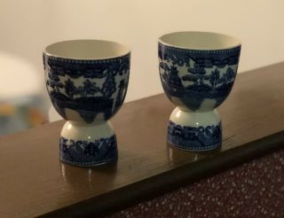 Vintage Blue Willow Egg Cups Made In Japan