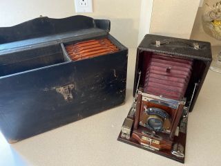 Antique Conley Safety Folding Box Camera Wollensak Optical Co.  W/ Case