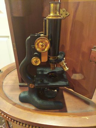 Antique Bausch & Lomb Microscope No.  132389 And Case.