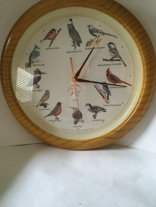 Vintage National Audubon Society Singing Bird Wall Clock 13 - 1/4 " Faux Wood